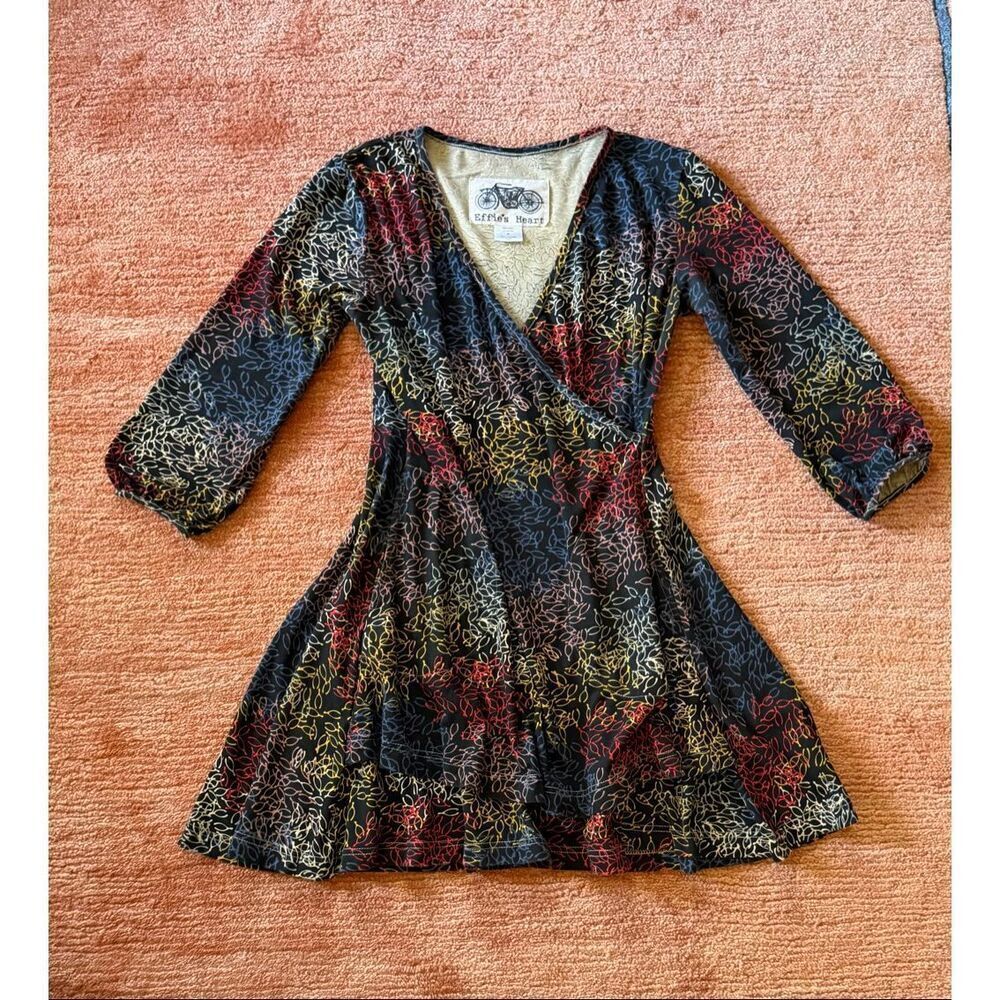 Effie’s Heart M Knit 3/4 Sleeve V-Neck Fit & Flare Mini Dress with Pockets